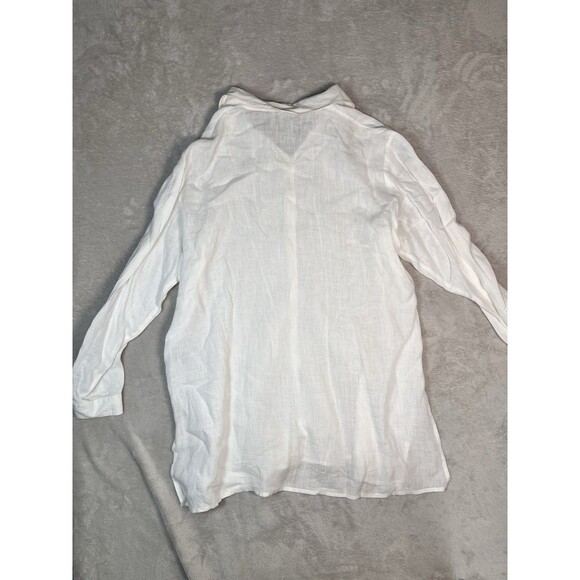 Eileen Fisher Long Sleeve Irish Linen Button Down Shirt White Sz L Lagenlook - Picture 8 of 10